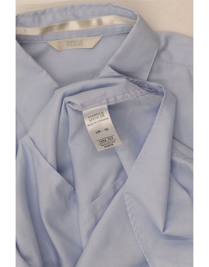 Camisa formal feminina Marks & Spencer UK16 grande algodão azul