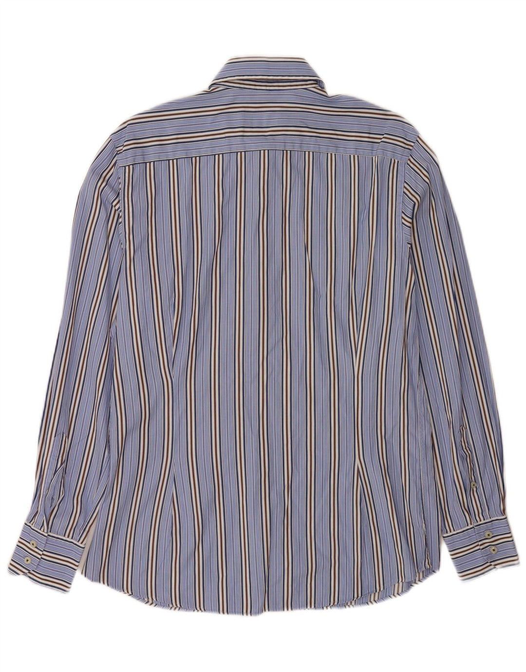Camisa masculina Massimo Dutti grande algodão listrado azul