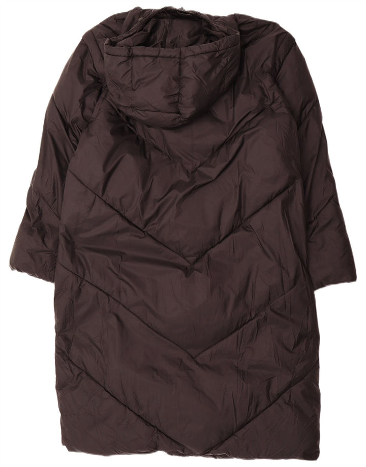 Casaco feminino acolchoado com capuz grande ZARA Reino Unido 14 médio preto