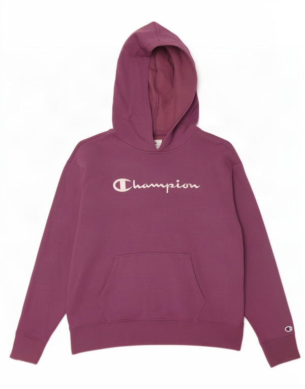 Jumper feminino com capuz e estampa gráfica Champion UK 14 algodão roxo médio