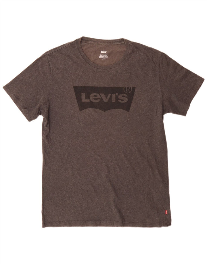 Camiseta gráfica masculina Levi's Top algodão manchado cinza médio