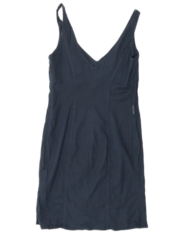 ARMANI JEANS Vestido feminino sem mangas com bainha IT 44 Linho azul marinho médio