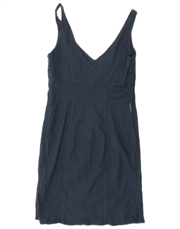 ARMANI JEANS Vestido feminino sem mangas com bainha IT 44 Linho azul marinho médio