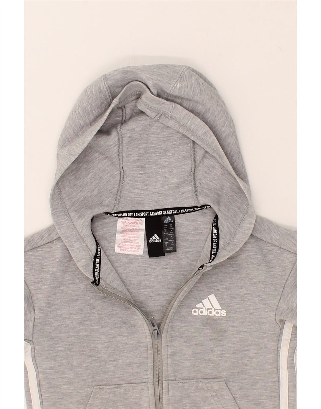 ADIDAS Boys Zip Hoodie Sweater 4-5 Years Grey Cotton Vintage Adidas and Second-Hand Adidas from Messina Hembry 