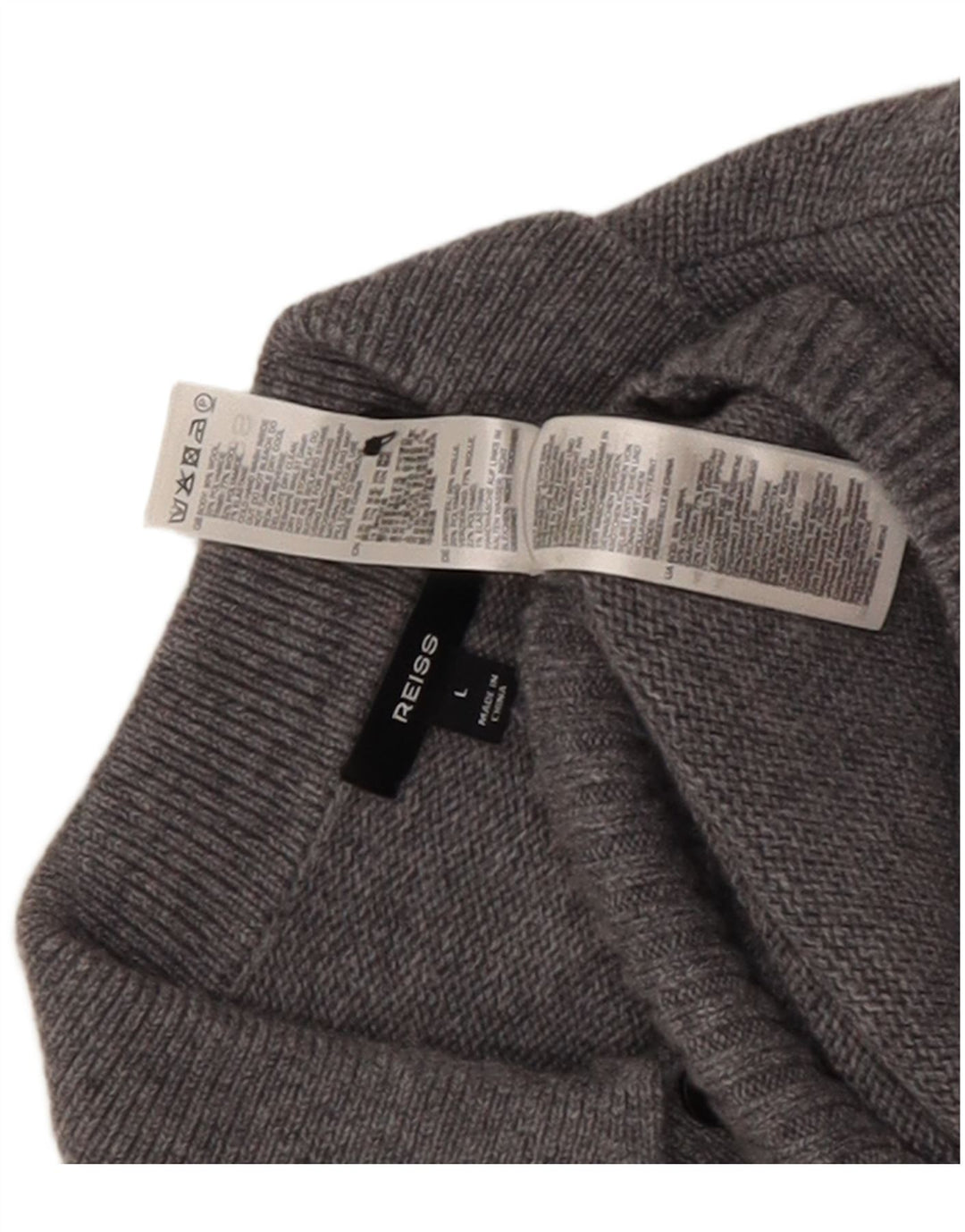 Suéter masculino Reiss com gola polo e lã manchada cinza grande