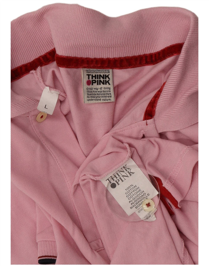 Camisa polo masculina Think Pink grande algodão rosa