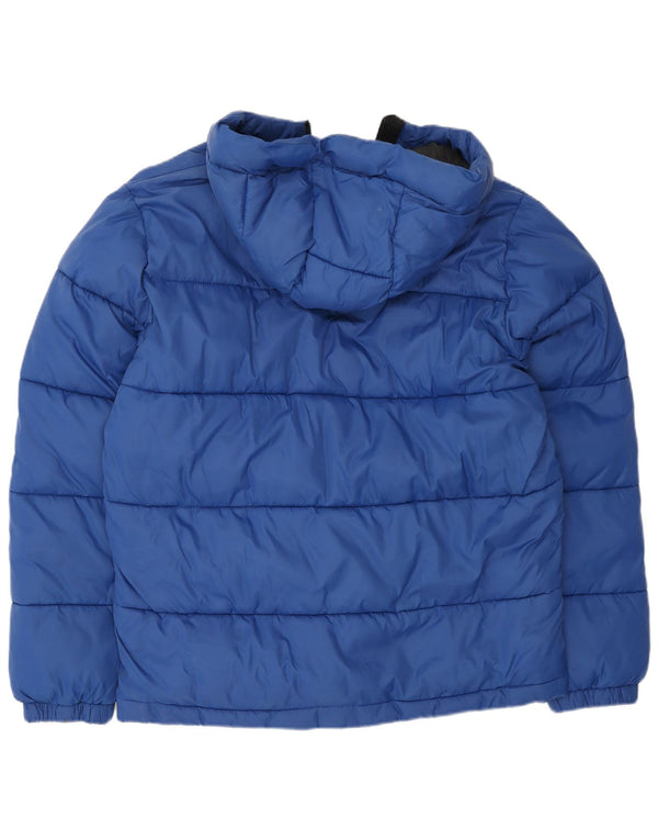 Jaqueta masculina acolchoada com capuz Hollister UK 40 grande nylon azul