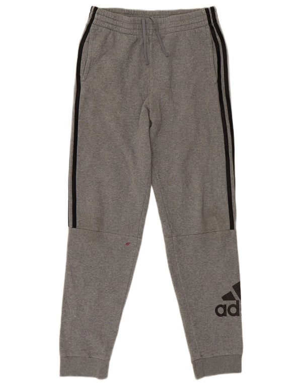 Adidas meninos calças de treino gráfico joggers 13-14 anos XL cinza algodão