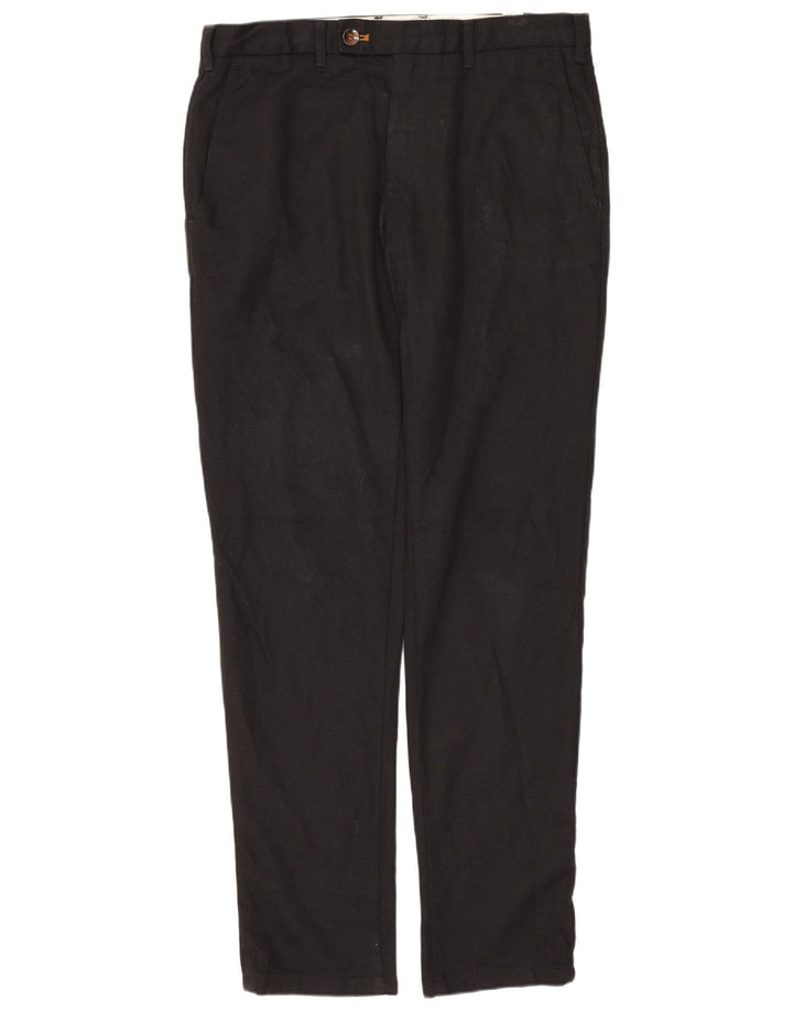 Zara Mens Slim Chino Calças EU 40 Médio W31 L30 Poliéster Preto