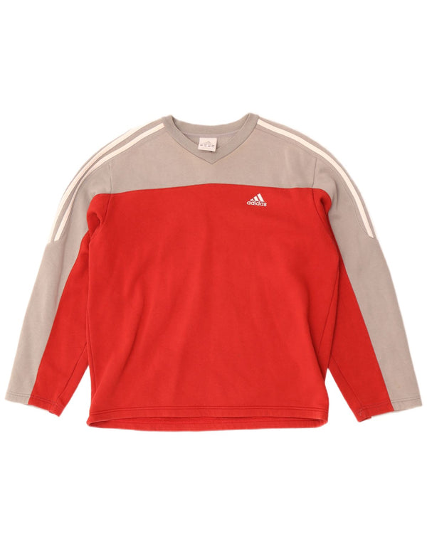 Adidas Mens Moletom Jumper UKI 38/40 Médio Vermelho Colorblock Algodão