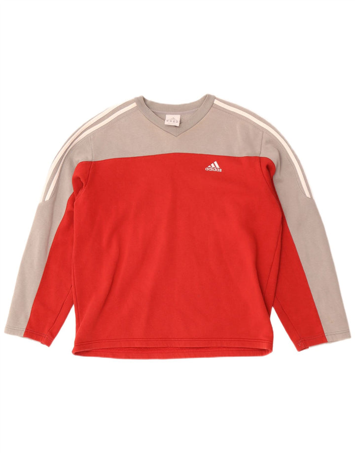 Adidas Mens Moletom Jumper UKI 38/40 Médio Vermelho Colorblock Algodão