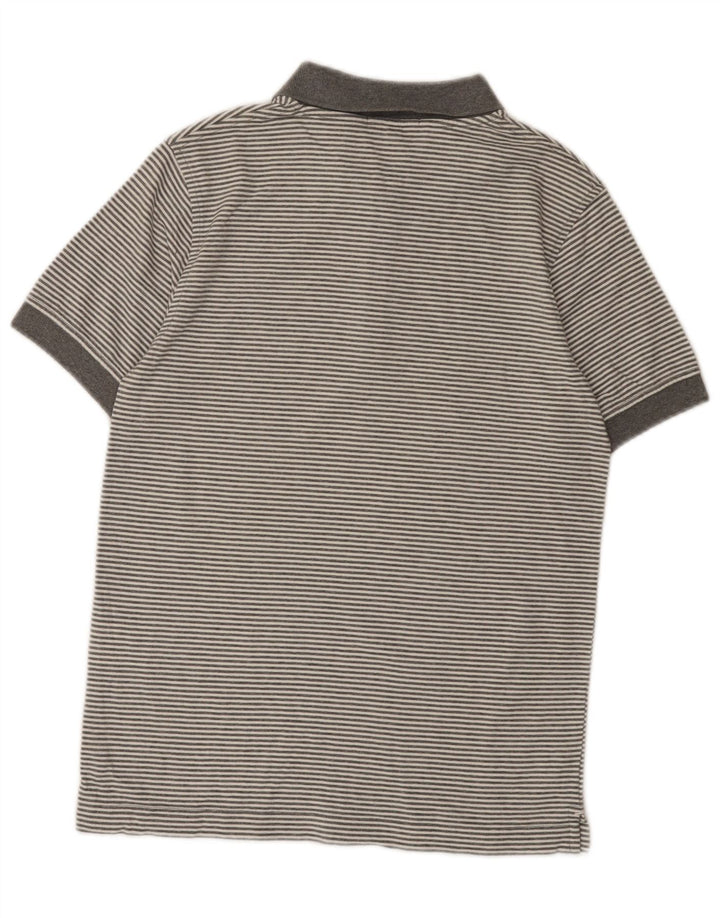 Camisa polo masculina Lyle & Scott algodão listrado cinza médio