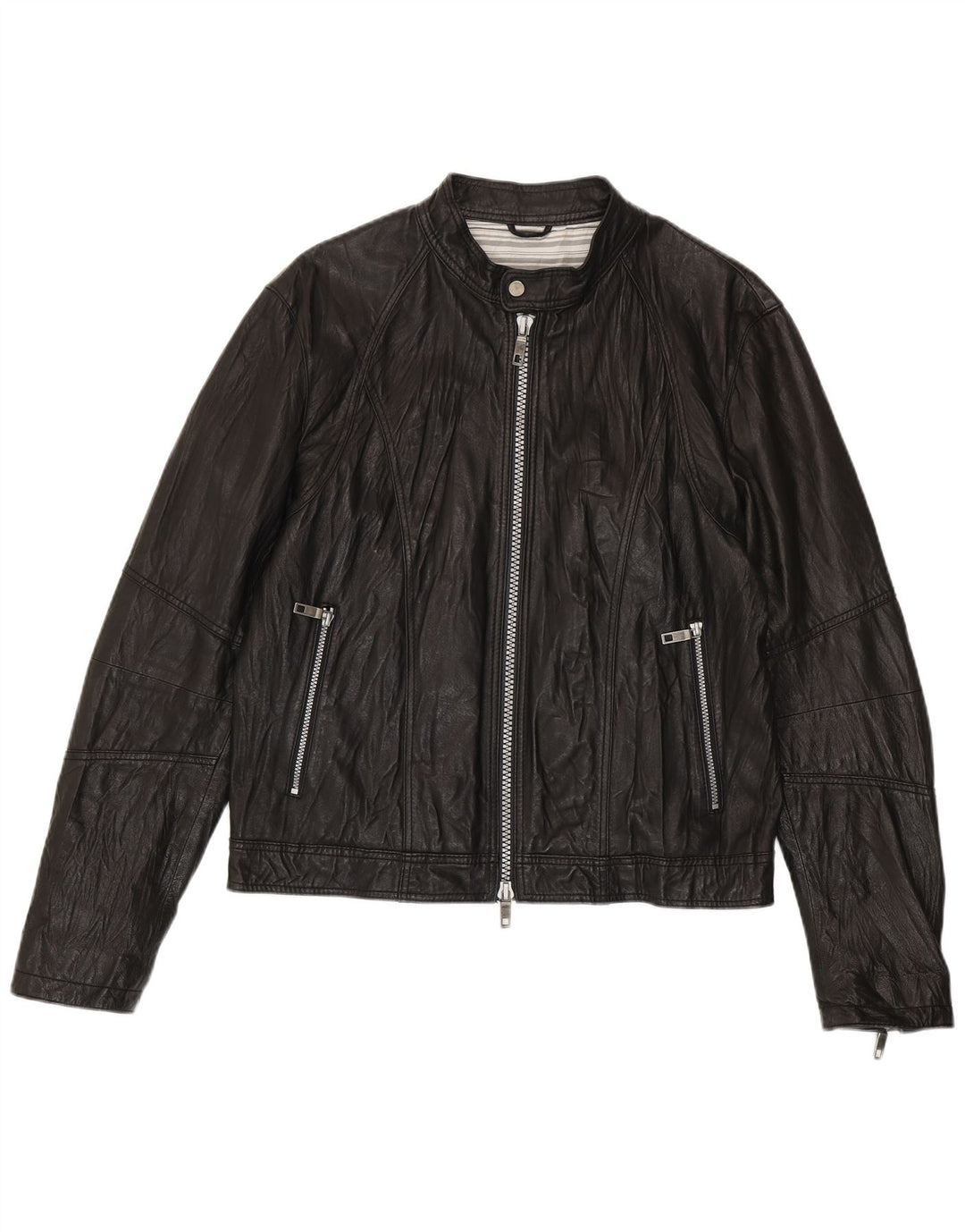 Jaqueta de couro bomber masculina vintage IT 52 XL couro preto