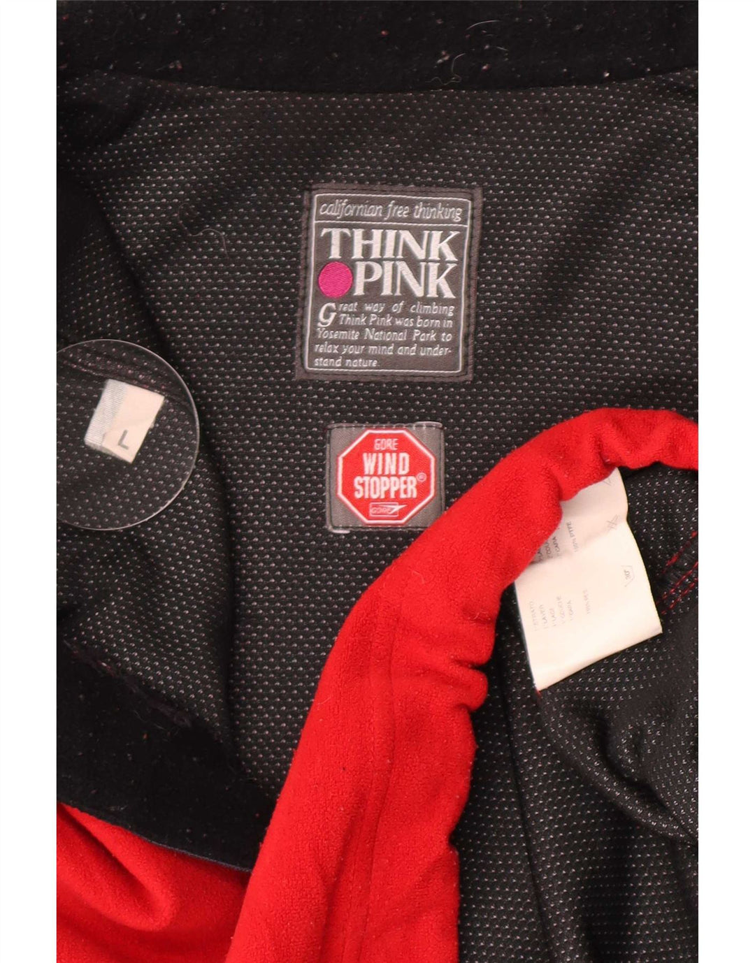 Think Pink Mens Suéter de lã com zíper e gola grande em poliéster vermelho colorblock