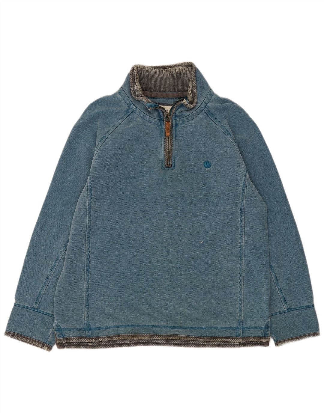 Moletom masculino Fat Face com zíper e pescoço em algodão azul médio