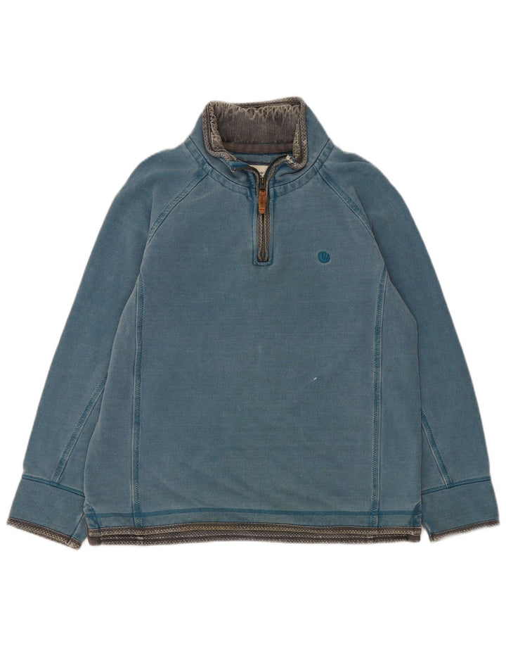 Moletom masculino Fat Face com zíper e pescoço em algodão azul médio