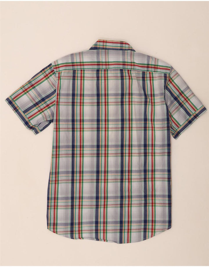 Camisa masculina de manga curta Carrera 2XL algodão xadrez branco