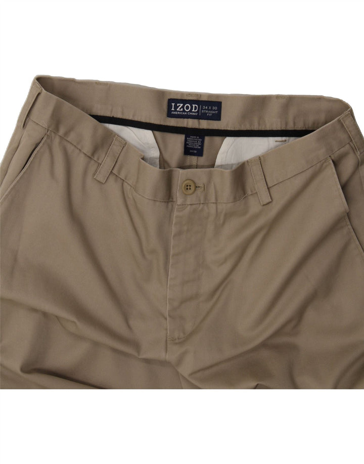 IZOD Mens Regular Fit Chino Trousers W34 L30 Brown Cotton Vintage Izod and Second-Hand Izod from Messina Hembry 