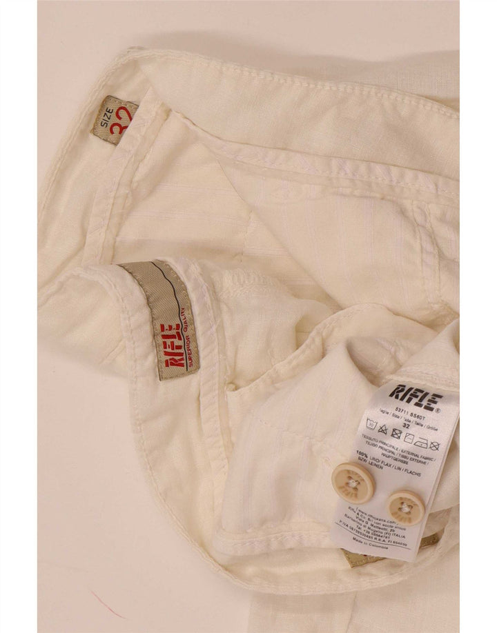 Rifle Mens Chino Shorts W32 Médio Linho Branco