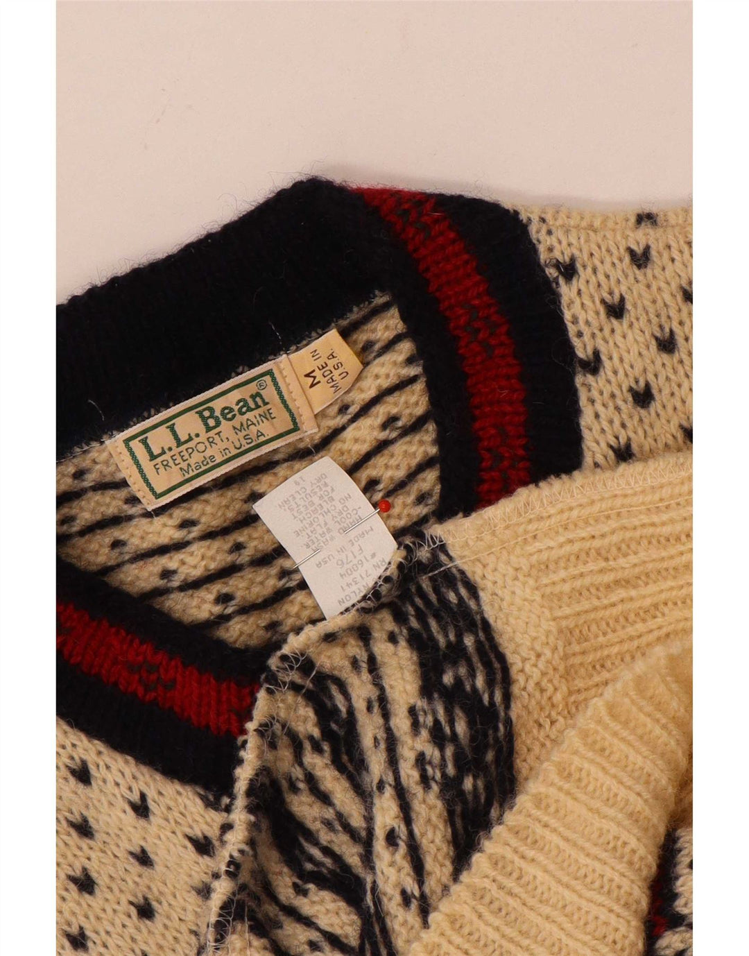 Suéter cardigã feminino L.L.Bean Reino Unido 14 médio off white Fair Isle Wool
