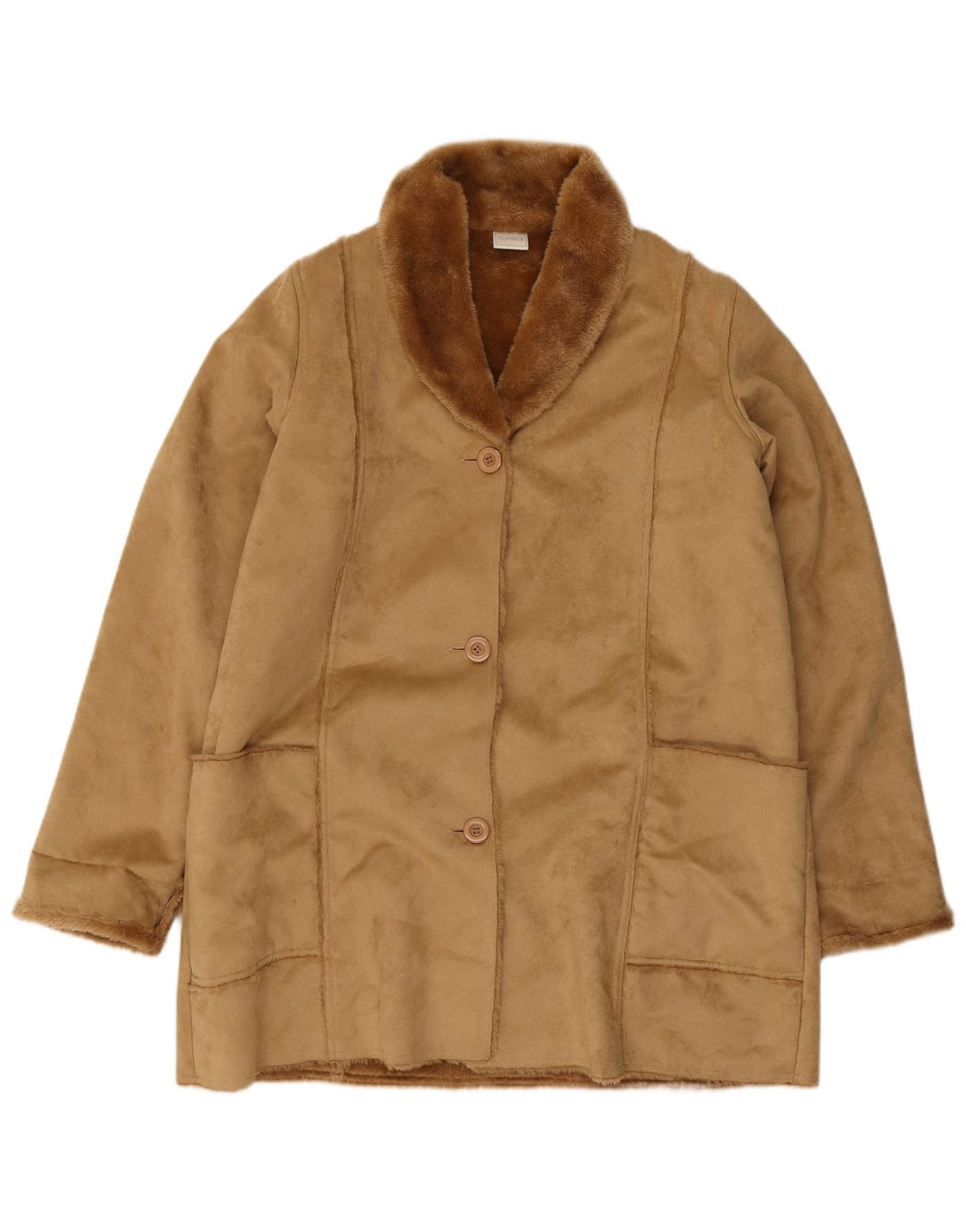 Sobretudo Sherpa Feminino Classics UK 18 XL Poliéster Bege