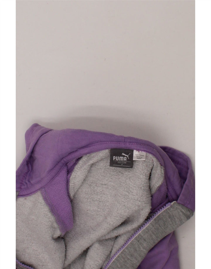 PUMA Boys Zip Hoodie Sweater 7-8 Years Purple Colourblock Cotton Vintage Puma and Second-Hand Puma from Messina Hembry 