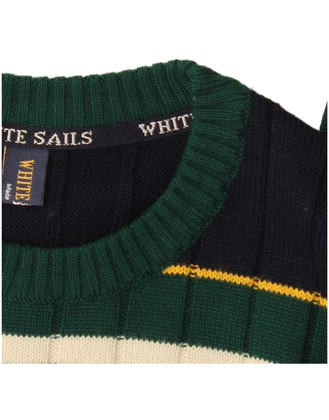 Suéter masculino branco Sails com gola redonda 2XL listrado azul marinho