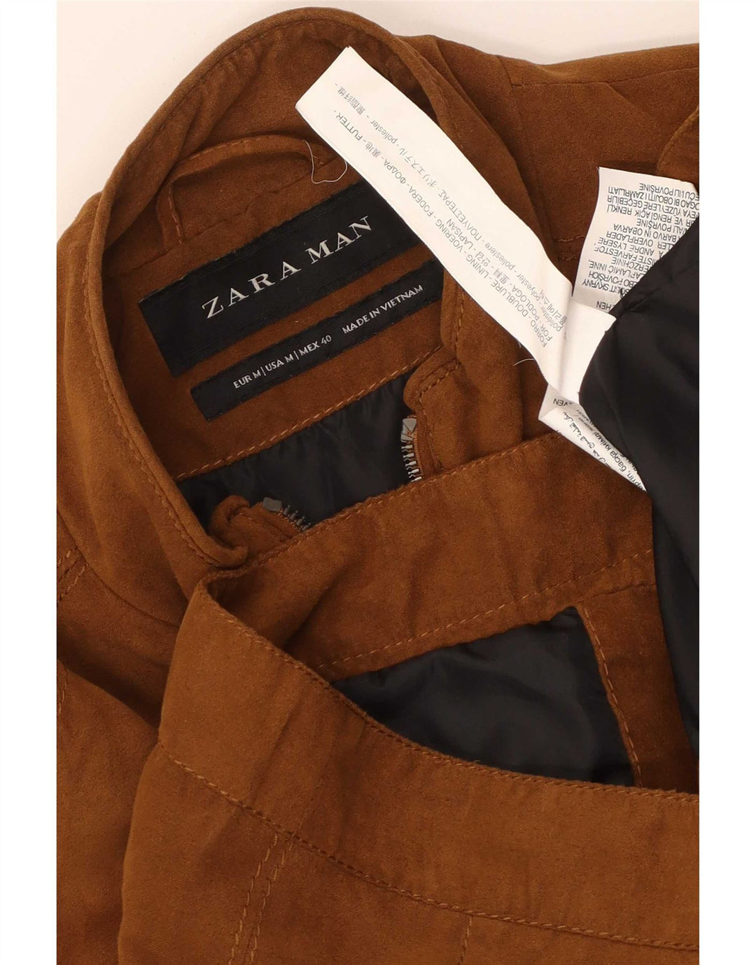 Jaqueta bomber masculina Zara UK 38 poliéster marrom médio