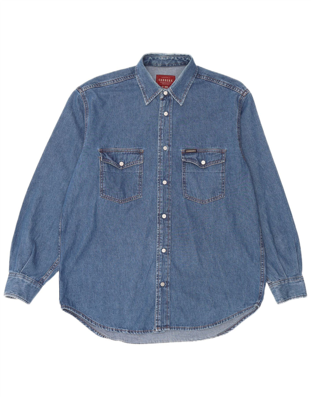 Camisa jeans masculina Carrera tamanho 39/40 algodão azul médio