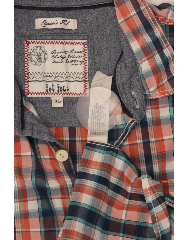 FAT FACE Mens Classic Fit Camisa de manga curta XL Algodão xadrez multicolorido