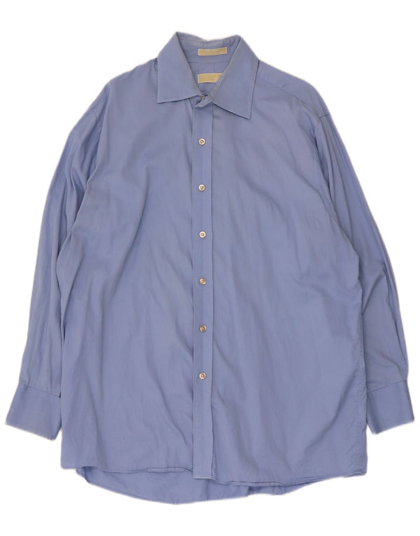 Camisa masculina Michael Kors tamanho 16 1/2 grande algodão azul