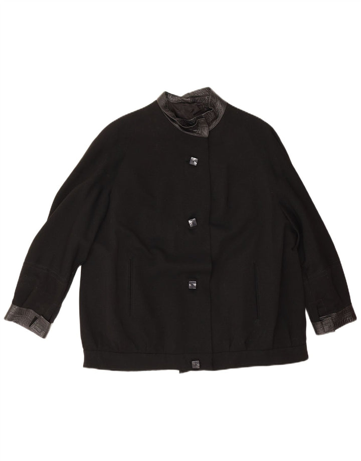 Jaqueta bomber feminina vintage UK 18 XL preta colorblock