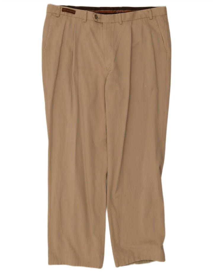 Calça masculina Marks & Spencer com pegged terno W40 L33 algodão bege