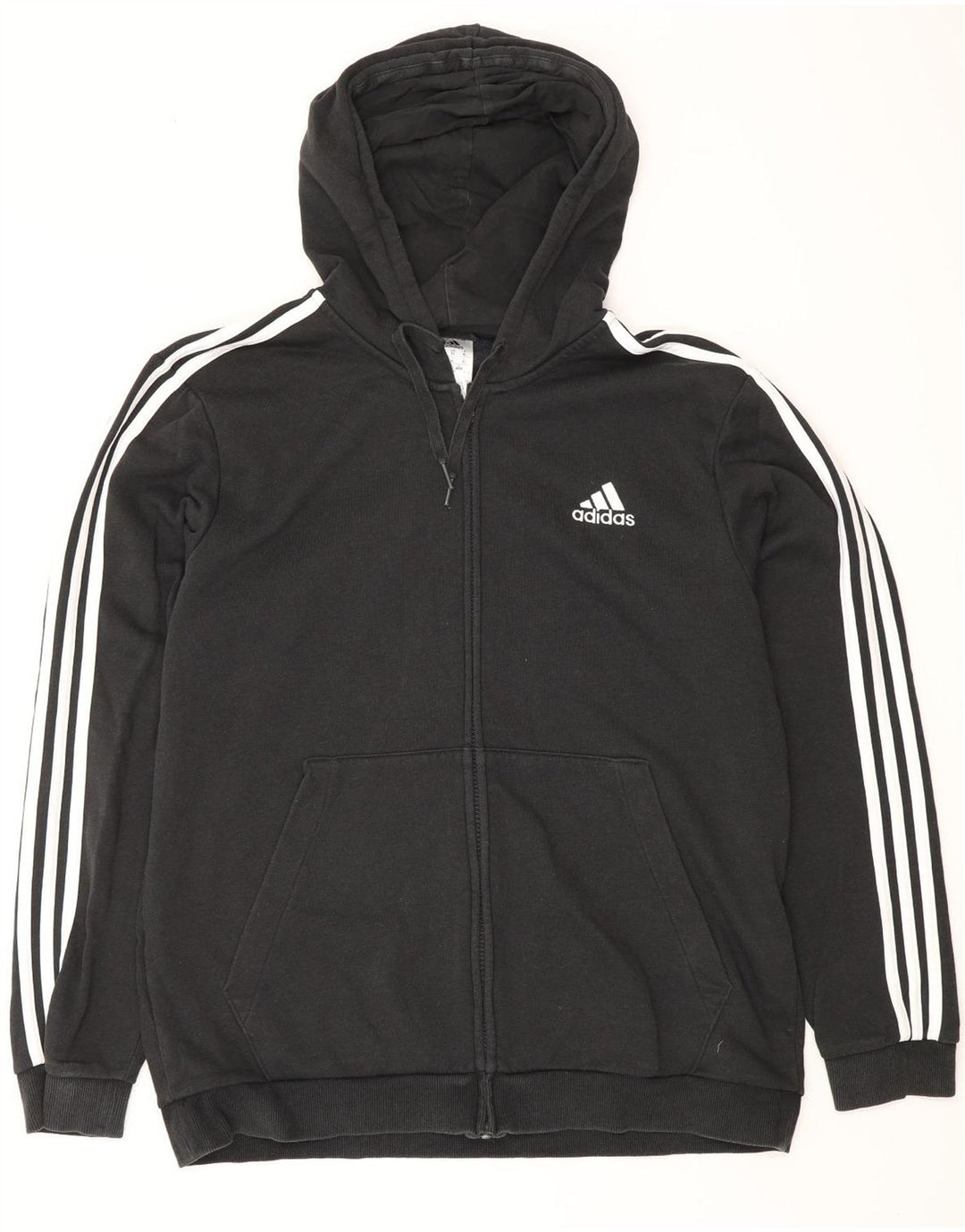 ADIDAS Mens Zip Hoodie Sweater XL Algodão Preto