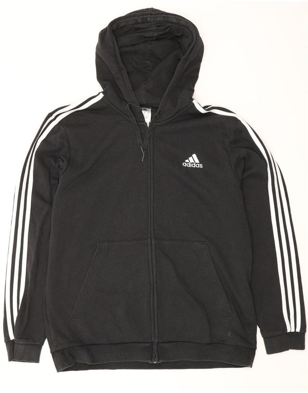 ADIDAS Mens Zip Hoodie Sweater XL Algodão Preto