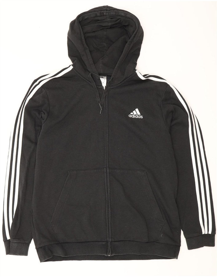 ADIDAS Mens Zip Hoodie Sweater XL Algodão Preto