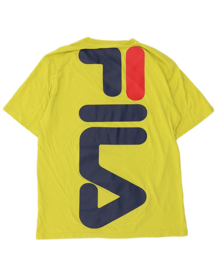Fila Mens Graphic T-Shirt Top Pequeno Algodão Verde