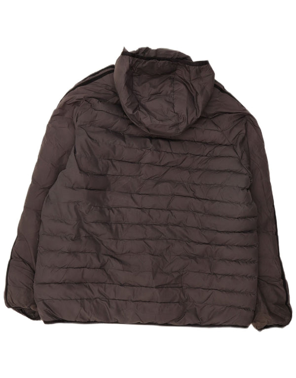 Jaqueta acolchoada com capuz masculina Adidas UK 42 XL cinza poliéster