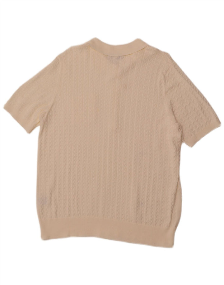 Suéter feminino MONA de manga curta com gola polo UE 48 2XL branco