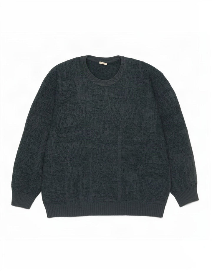 Suéter masculino Maselli regular fit com gola redonda grande verde geométrico