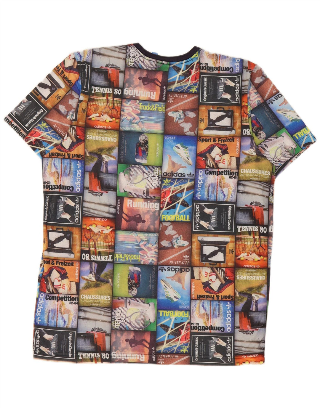 Adidas Mens Graphic T-Shirt Top Grande Multicolorido Patchwork Poliéster