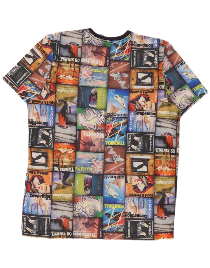 Adidas Mens Graphic T-Shirt Top Grande Multicolorido Patchwork Poliéster