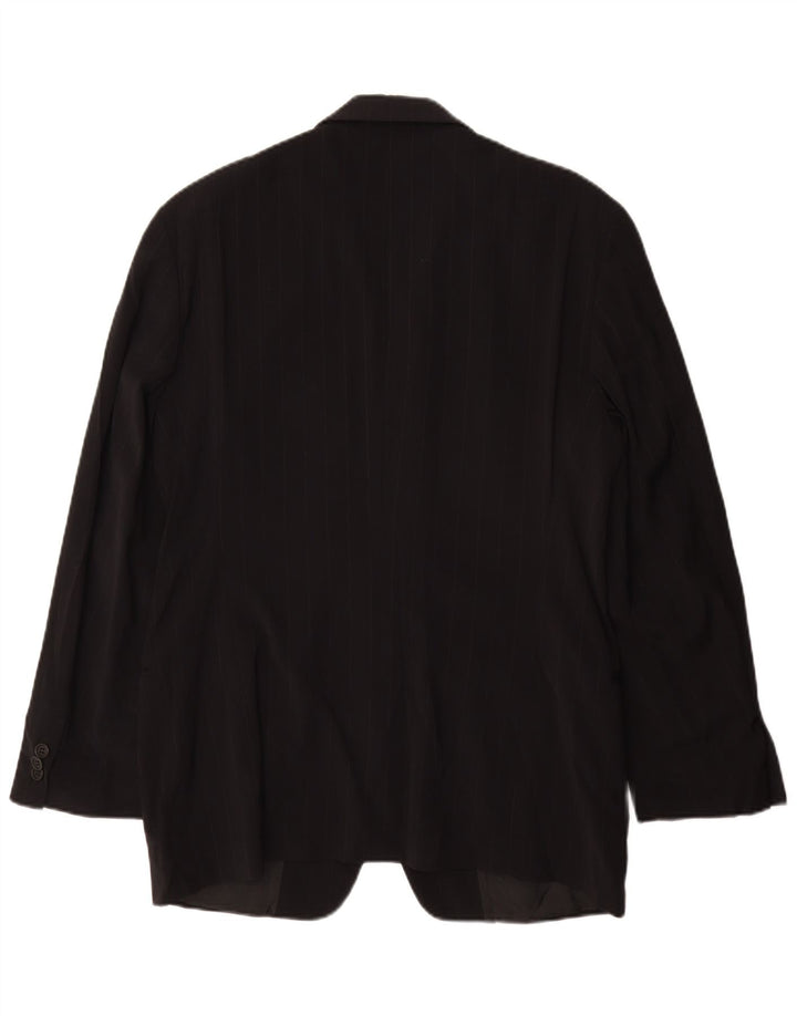 Jaqueta blazer masculina de 3 botões Emporio Armani IT 48 risca de giz preta média