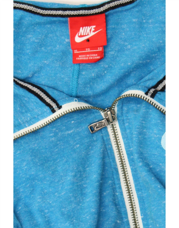 NIKE Womens Zip Hoodie Sweater UK 18 XL Blue Flecked Cotton Vintage Nike and Second-Hand Nike from Messina Hembry 