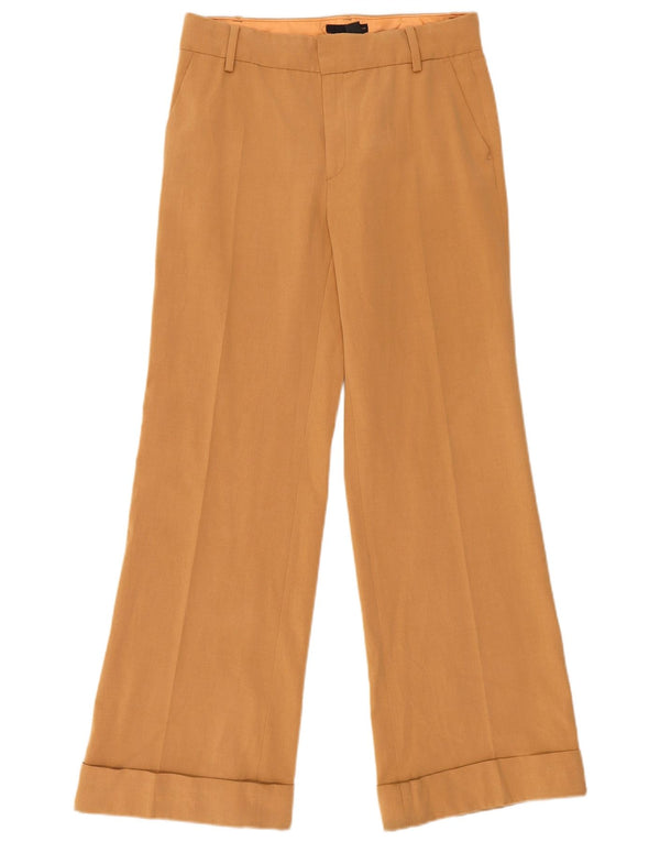 Zara Calça feminina casual de perna larga UE 38 pequena W28 L31 bege