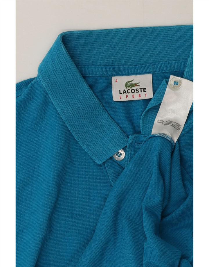 Camisa polo masculina Lacoste tamanho 4 algodão azul médio
