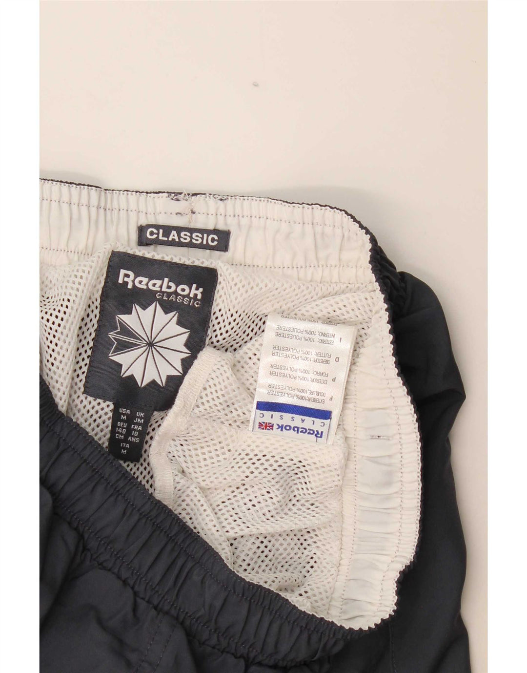 Shorts esportivos Reebok Classic Graphic para meninos 9-10 anos cinza poliéster