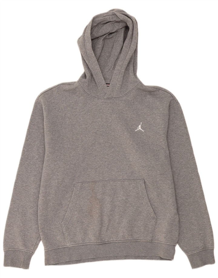 Jordan moletom com capuz masculino cinza médio algodão manchado