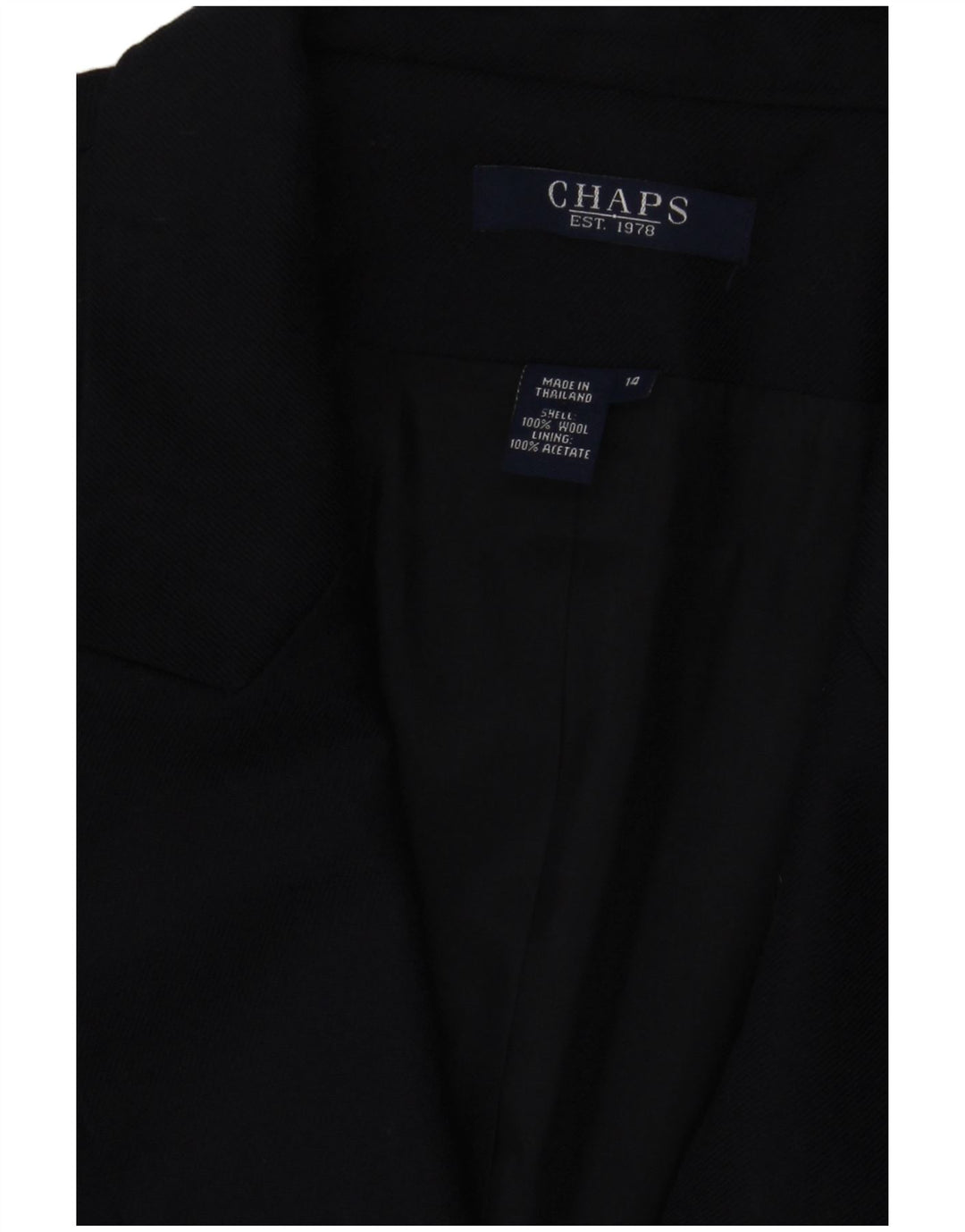 Jaqueta blazer feminina Chaps com peito duplo EUA 14 XL lã azul marinho