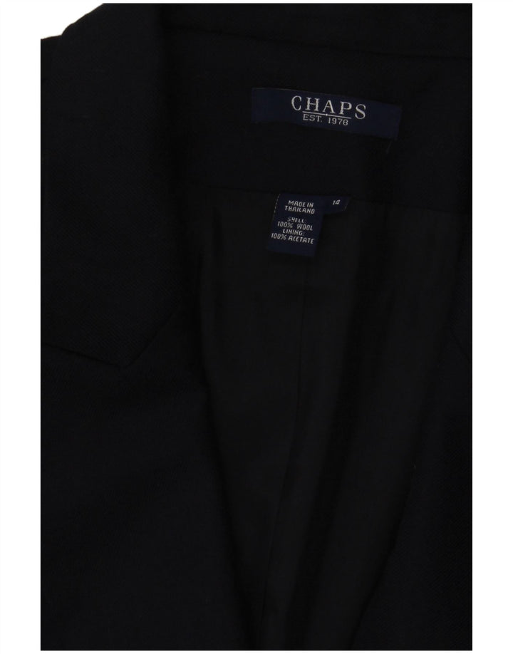 Jaqueta blazer feminina Chaps com peito duplo EUA 14 XL lã azul marinho